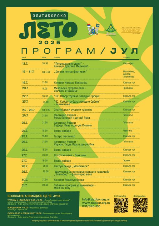 Програм златиборског лета за јул 2025.